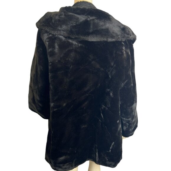 Vintage 50s Brown Faux Fur Coat Hollywood Retro Glam Mob Wife Retro Chic‎ Sz L - Picture 2 of 11